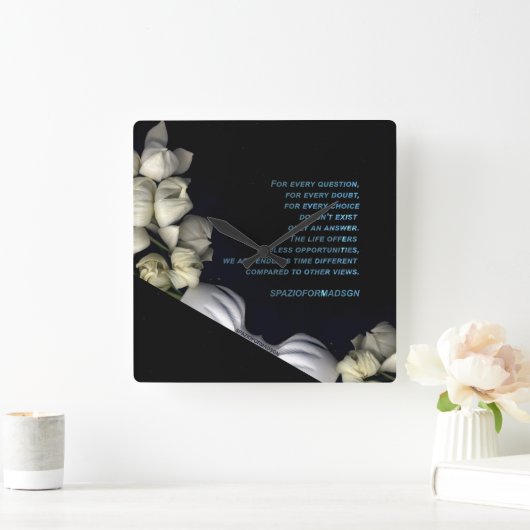 「白いハートは月から黒く」 & Douce スクエア壁時計 (ホーム)