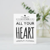 白いハートやる気を起こさせる引用文 ポストカード (スタンド正面)