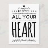 白いハートやる気を起こさせる引用文 ポストカード (正面)