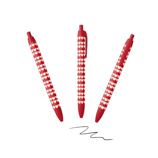 白いハートパターン 黒ボールペン