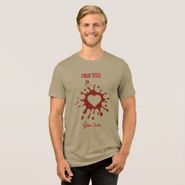 白いハート型の赤いペンキの飛沫 トライブレンドTシャツ