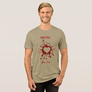 白いハート型の赤いペンキの飛沫 トライブレンドTシャツ