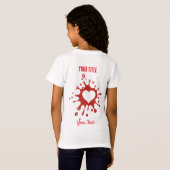 白いハート型の赤いペンキの飛沫 Tシャツ (裏面フル)