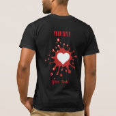 白いハート型の赤いペンキの飛沫 Tシャツ (裏面)