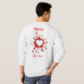 白いハート型の赤いペンキの飛沫 Tシャツ (裏面フル)
