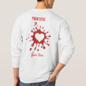 白いハート型の赤いペンキの飛沫 Tシャツ (裏面)