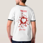 白いハート型の赤いペンキの飛沫 Tシャツ (裏面)