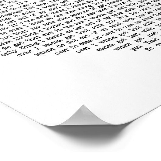 白いハート失ったの歌詞を持って行きたい ポスター (角)