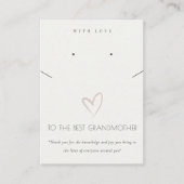 白いハート最高ののおばあさん贈りネックレスイヤリング プレイスカード (正面)