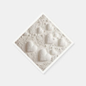 白いハート(エンボスルック) スタンダードカクテルナプキン (角)