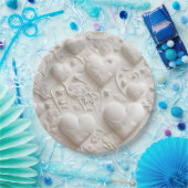 白いハート(エンボスルック) ペーパープレート (パーティー)