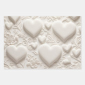 白いハート(エンボスルック) ラッピングペーパーシート (正面3)