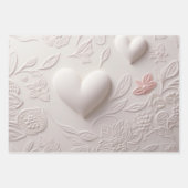 白いハート(エンボスルック) ラッピングペーパーシート (正面2)