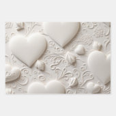 白いハート(エンボスルック) ラッピングペーパーシート (正面)