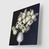 「白いハート（黒）」 スクエア壁時計 (傾斜)