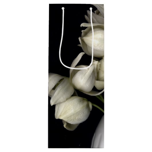 「白いハート（黒）」 ワインギフトバッグ (正面)