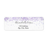 白いバイオレットの輝きに満ちた返信住所ラベル ラベル (正面)