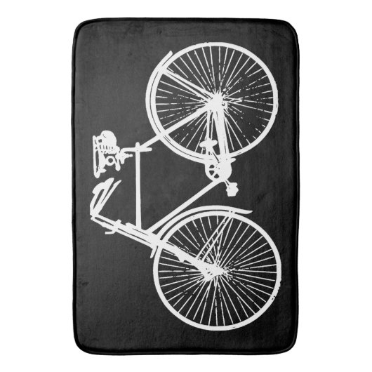 白いバイクの自転車の黒のバス・マット バスマット (正面縦)
