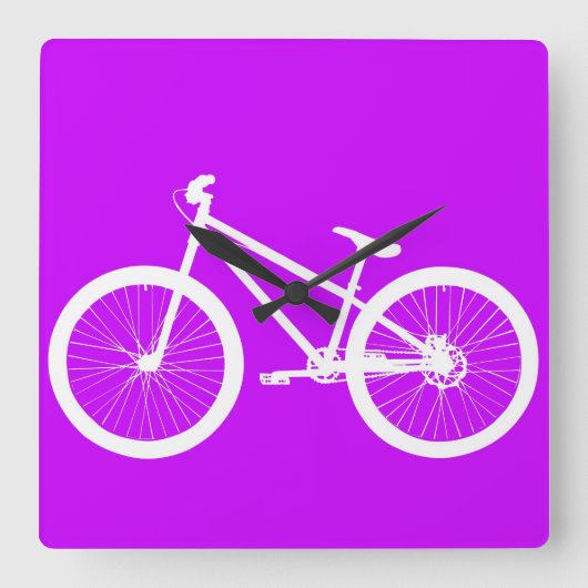 白いバイクを紫に スクエア壁時計 (正面)