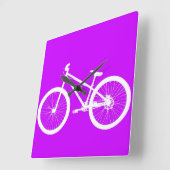 白いバイクを紫に スクエア壁時計 (傾斜)