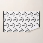 白いバスタオオルセットに黒いフローラリピート バスタオルセット (ハンドタオル)