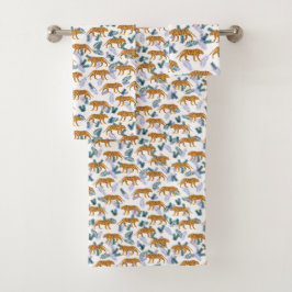 白いバスタオオルセットのジャングルタイガー バスタオルセット