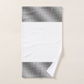 白いバスルームのタオルにグレーのピクセルグラフィック バスタオルセット (ハンドタオル)