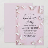 白いバターとピンクのバチェロレッテ 招待状 (正面/裏面)