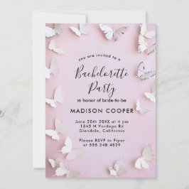 白いバターとピンクのバチェロレッテ 招待状