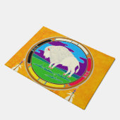 白いバッファローのネイティブアメリカンのドア・マット ドアマット (アングル)