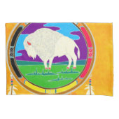 白いバッファローのネイティブアメリカンの枕カバー 枕カバー (正面)