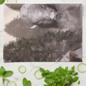 白いバッファロー キッチンタオル (折り畳み)