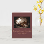 白いバニーおよび靴の父の日カード カード (黄色い花)