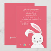 白いバニーのイースター誕生日の招待状 招待状 (正面/裏面)