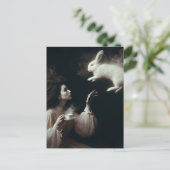 白いバニーの黒と白のシュール茶 ポストカード (スタンド正面)