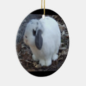 白いバニーウサギのハッピーイースター セラミックオーナメント (右)