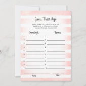 白いバニーピンク彼らの年齢のゲームカードを推測 招待状 (正面)