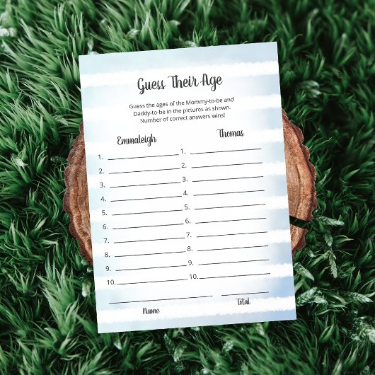 白いバニーブルーは年齢のゲームカードを推測 招待状