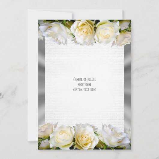 白いバラがシルバーグレーの結婚上に 招待状 (裏面)