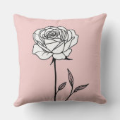 白いバラがピンク色で黒く縁取られている クッション (裏面)