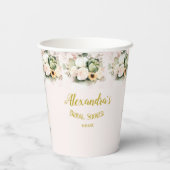 白いバラが落ちるパンプキン 紙コップ (裏面)