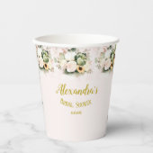 白いバラが落ちるパンプキン 紙コップ (正面)