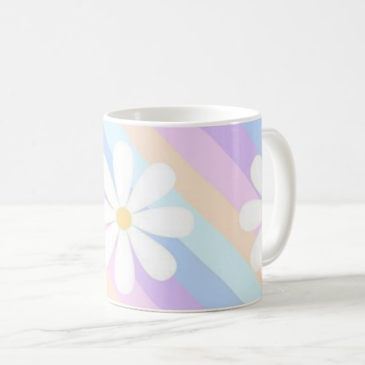 白いバラでカラフル コーヒーマグカップ (正面右)