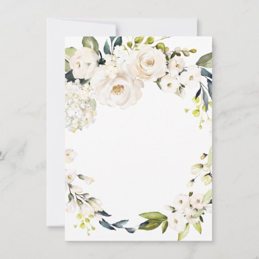 白いバラとアジサイのフローラ日付を保存 セーブザデート (裏面)