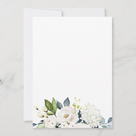 白いバラとアジサイエレガント40歳の誕生日 招待状 (裏面)