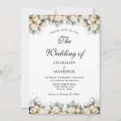 白いバラとアーチ写真エレガントな結婚式 招待状 (正面)