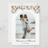 白いバラとアーチ写真エレガントな結婚式 招待状 (裏面)