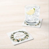 白いバラとカスミソウのギフト スクエアペーパーコースター (インサイチュ)