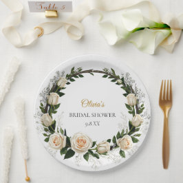 白いバラとカスミソウのギフト ペーパープレート