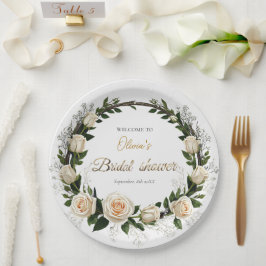 白いバラとカスミソウのギフト ペーパープレート